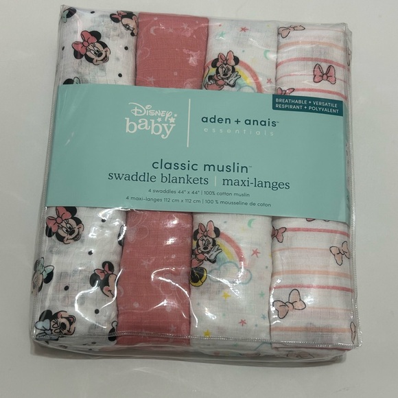 aden + anais Disney Baby Muslin Swaddle Blankets - Pink and White - Picture 1 of 6